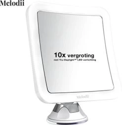 Melodii ML10X - Make Up Spiegel Met LED Verlichting - Scheerspiegel - 10x Vergroting - Met Tru-Daylight Verlichting - Voor Hem En Voor Haar