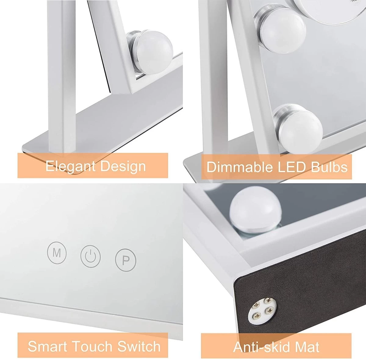 Bright Beauty Vanity Make Up Spiegel Met Verlichting - Wit - Dimbaar Met Drie Lichtstanden - Afbeelding 4