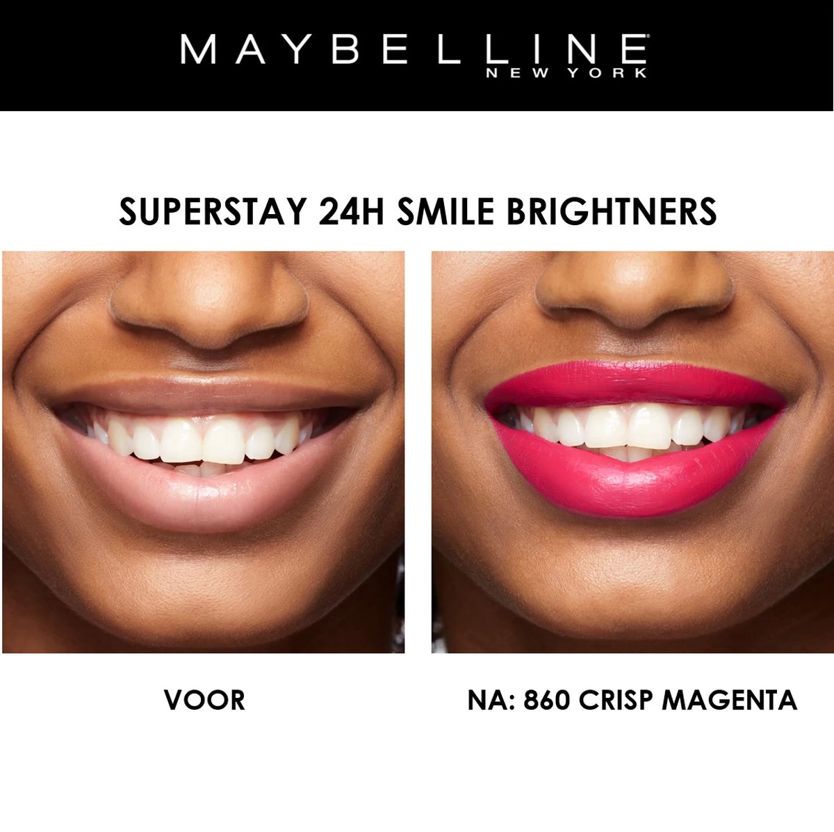 Maybelline SuperStay 24H Smile Brighters Lippenstift - 860 Crisp Magenta - Roze - Langhoudend - Afbeelding 8
