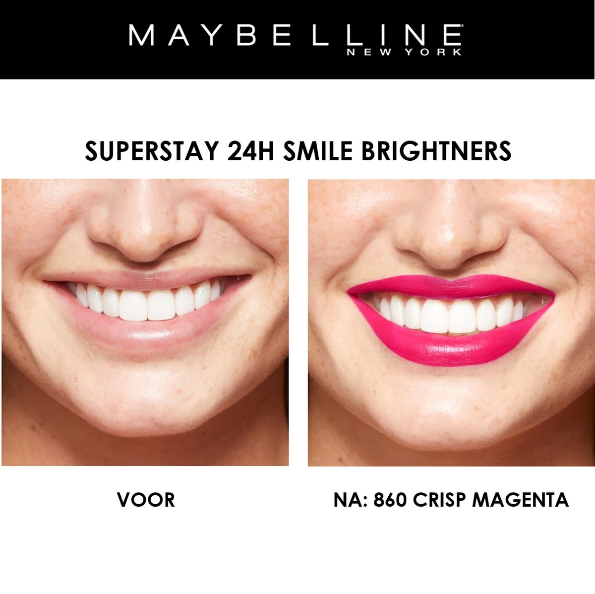 Maybelline SuperStay 24H Smile Brighters Lippenstift - 860 Crisp Magenta - Roze - Langhoudend - Afbeelding 6