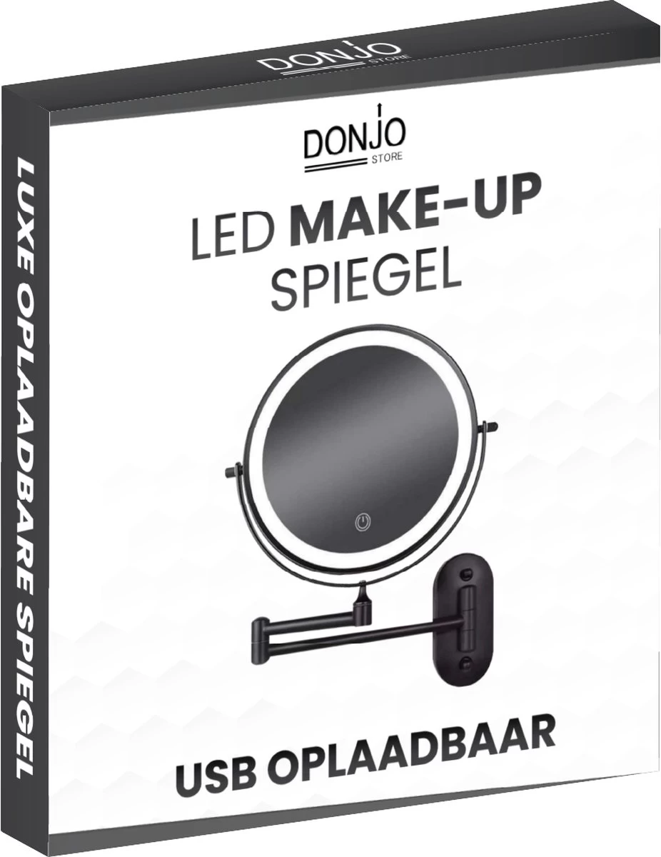Make Up - Spiegel - Led Verlichting - 10X Vergroting - 3 Lichtstanden - Wandspiegel Rond - Badkamer - Mat Zwart - Draadloos - Afbeelding 11